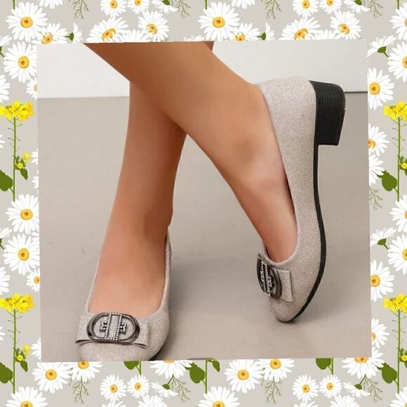 Women's Rhinestone Glitter Pumps with Buckle by Emery Rose 7.5 - Picture 6 of 8